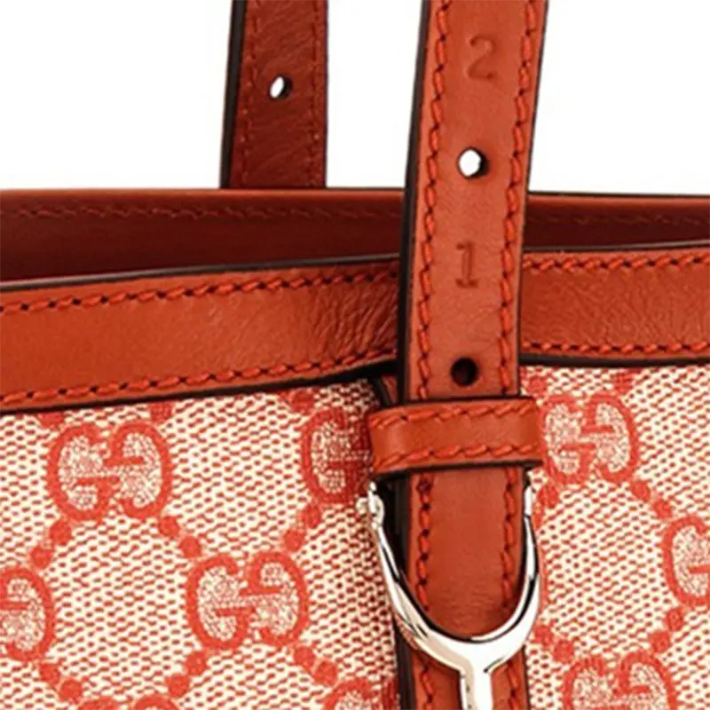 Сумка через плечо GUCCI с кожаной отделкой, оранжевая — фото 4