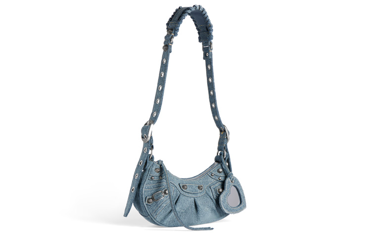 Сумка на плечо джинсовая мини женская синяя Balenciaga Le Cagole — фото 2