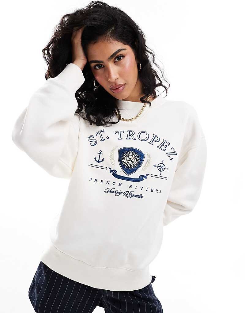 

Abercrombie & Fitch – Толстовка кремового цвета с надписью «St. Тропе»-Принт