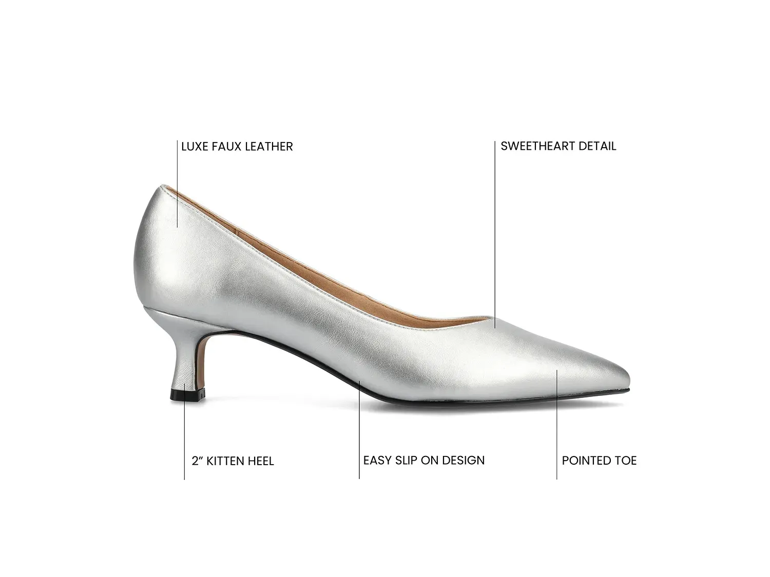 Journee Collection Туфли-лодочки Pammie Pump из коллекции Journee, серебристый металлик — фото 3