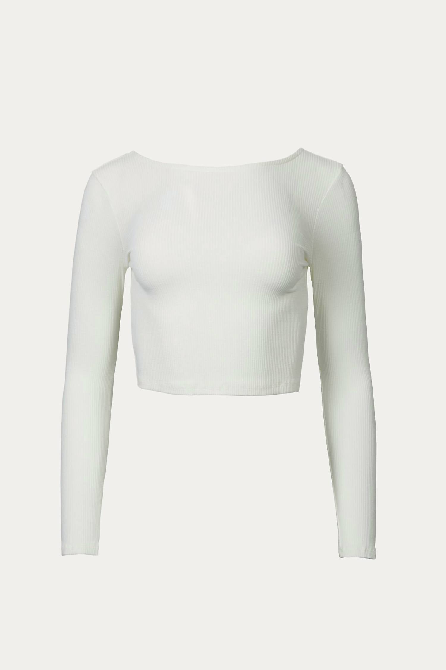 

Топ из эластичного модала с открытой спиной в рубчик в цвете Off-White By Together