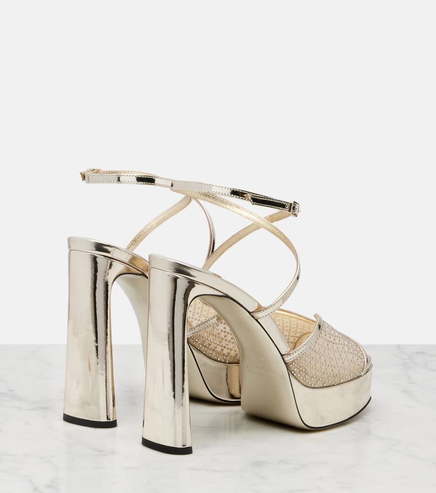 Karli 125 сандалии на платформе из сетки и кожи Jimmy Choo, Gold/Gold — фото 2