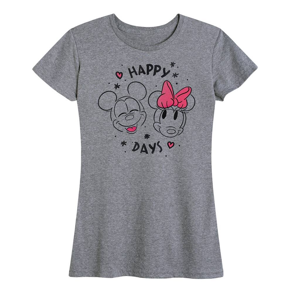 

Женская футболка с рисунком Микки и Минни Маус Disney's Happy Days, цвет Heather Gray