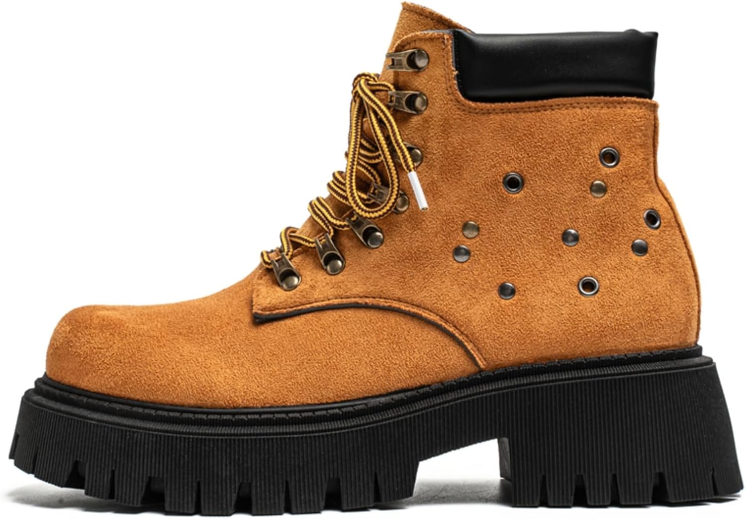 

Мужские замшевые ботинки Kelibasi с массивной резиновой подошвой и металлическими заклепками, разноцветные вощеные ботинки на шнуровке до щиколотки для походов на природу и повседневного уличного стиля