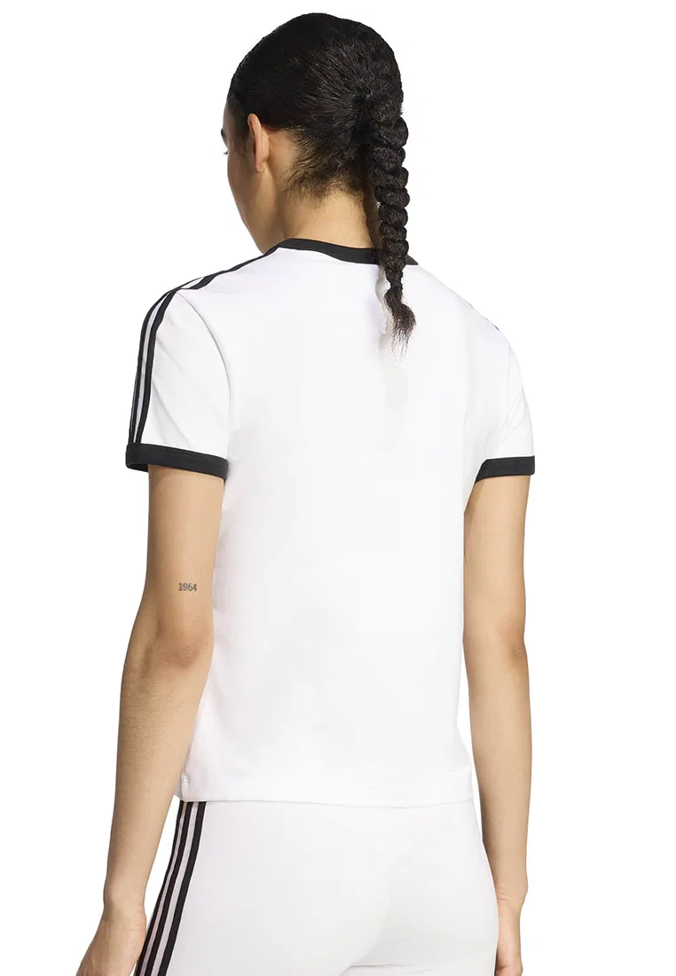 Футболка женская slim, 3 Stripes Adidas, белый/черный — фото 2