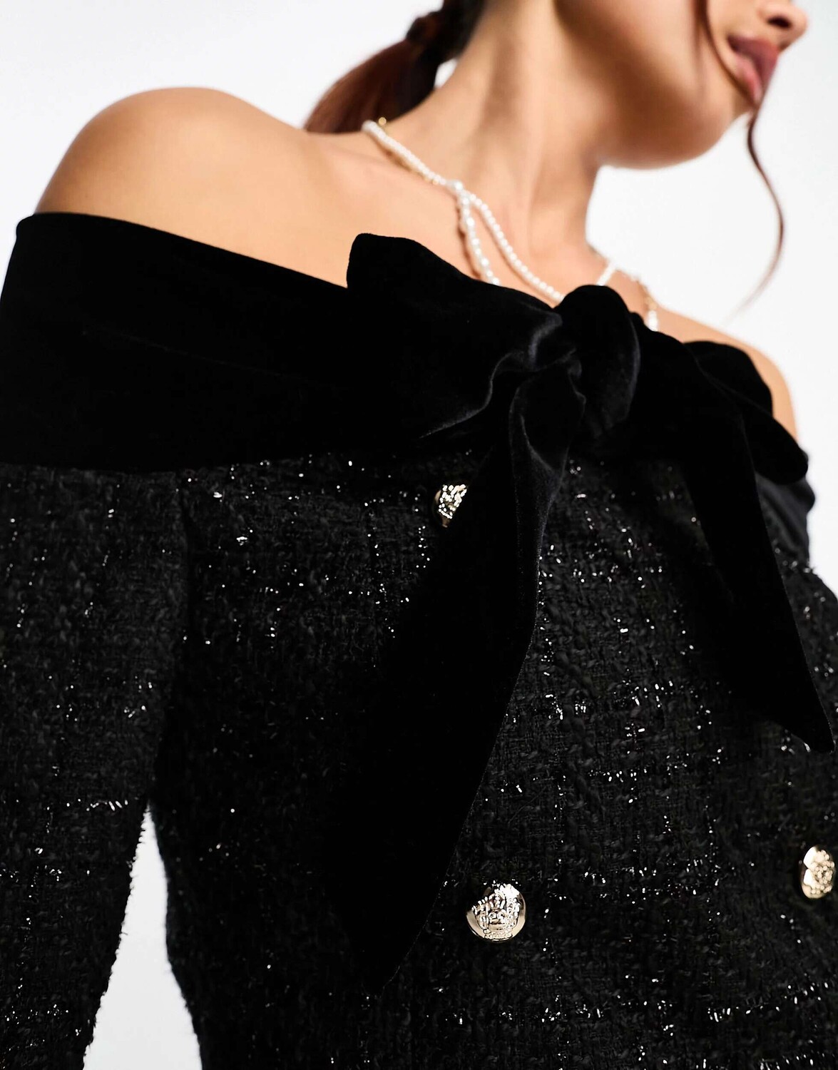 

Черное мини-платье из букле с бардо и бархатной отделкой Miss Selfridge, Черный, Черное мини-платье из букле с бардо и бархатной отделкой Miss Selfridge