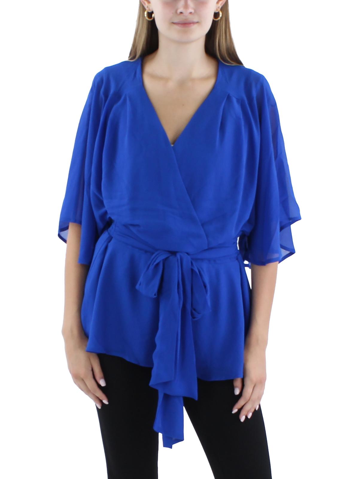 

Женская блузка с запахом из полиэстера Plus City Chic, цвет ultra blue