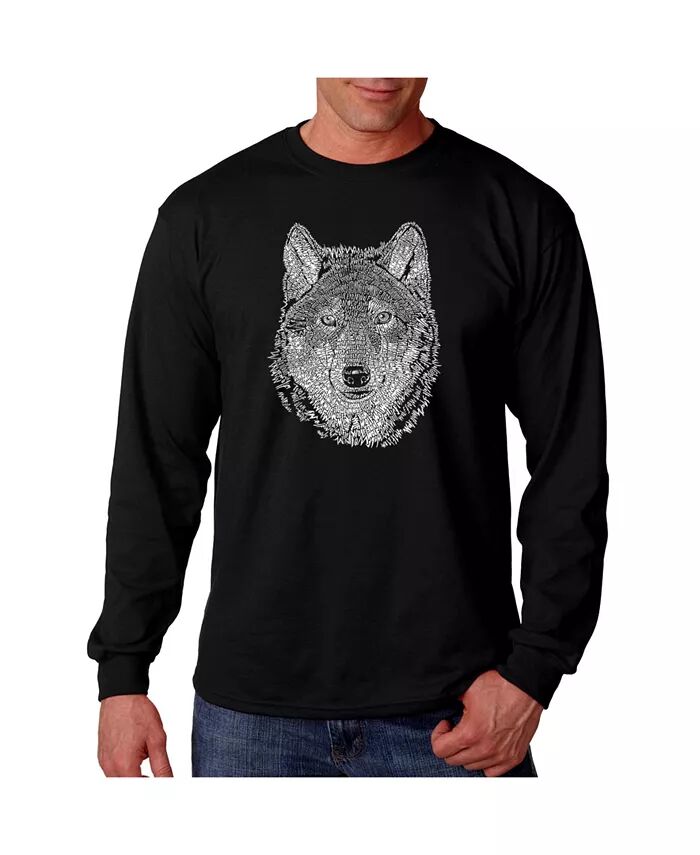 

Мужская футболка Word Art - Wolf с длинным рукавом LA Pop Art, черный