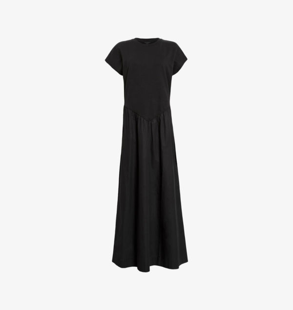 

Платье макси из хлопка с короткими рукавами Frankie Allsaints, черный