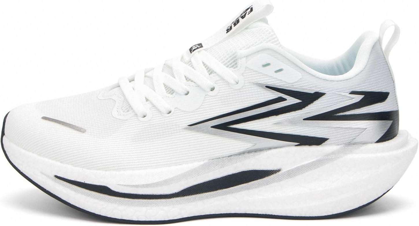 

Беговые кроссовки с карбоновой плитой для мужчин, стабильная поддержка, амортизация, сверхлегкая подошва из ТПУ, отскок, марафонские кроссовки Zonsmo, белый