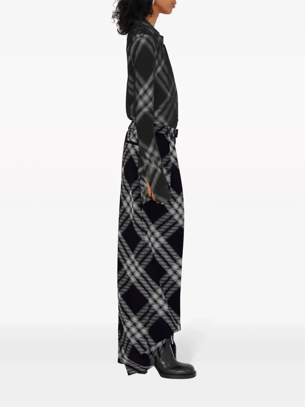 Брюки Burberry, шерстяные, клетчатый узор, черный — фото 3