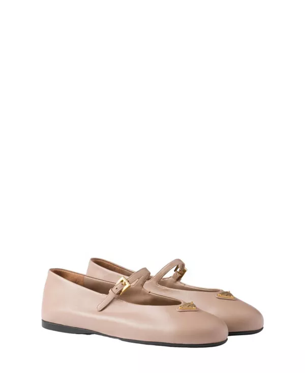 Женские балетки из кожи наппа Prada, розовый