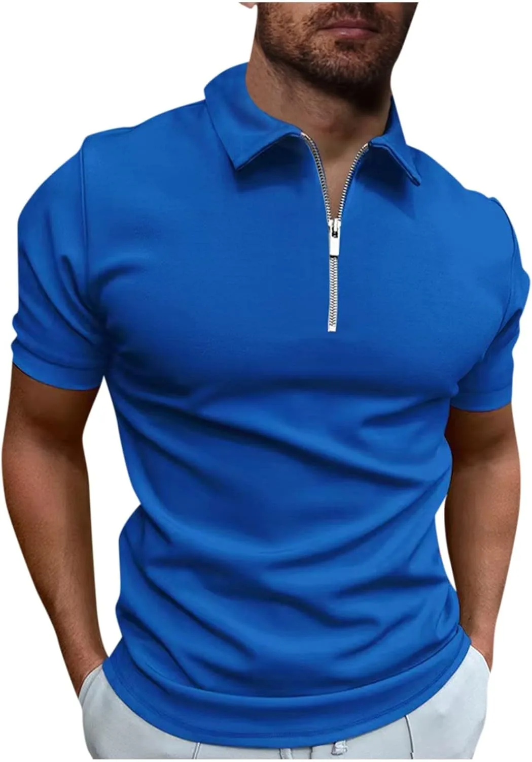 

Ymosrh мужская деловая поло с воротником-стойкой и коротким рукавом, S-5XL