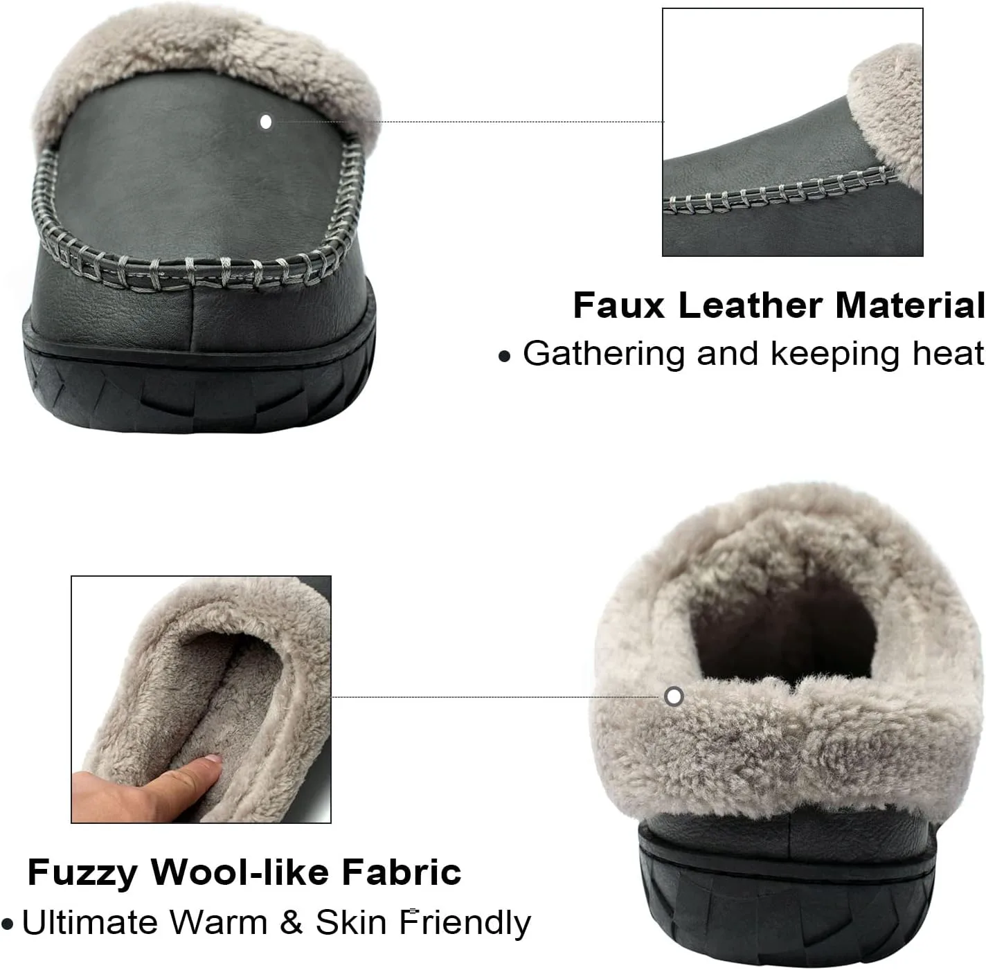 

Мужские тапочки Ranberone с верхом из микрозамши, мокасинного типа, с пушистой подкладкой, для дома и улицы, серый