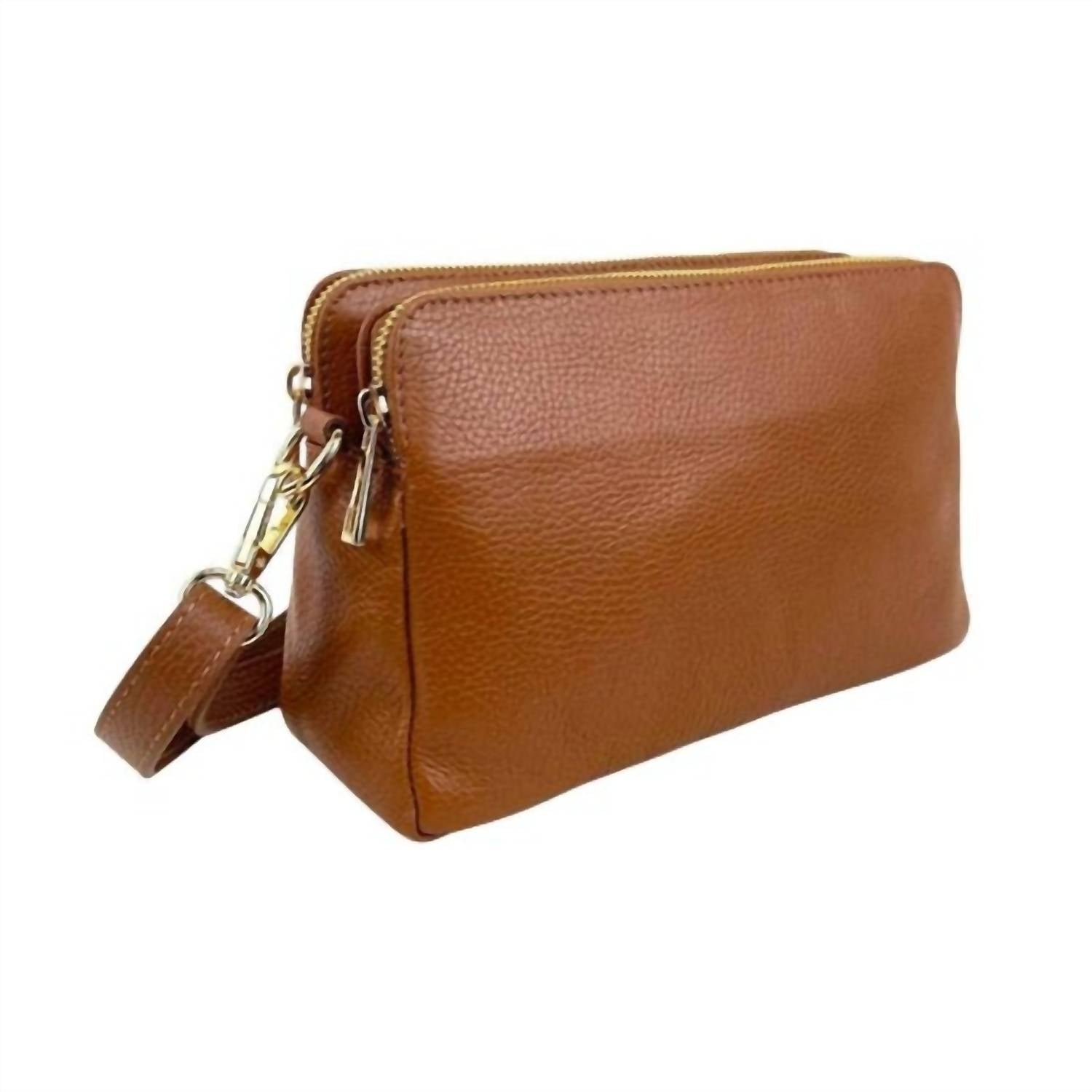 

Женская сумка-бокс Alessia с двойными молниями в цвете коньячно-коричневый Chenson & Gorett