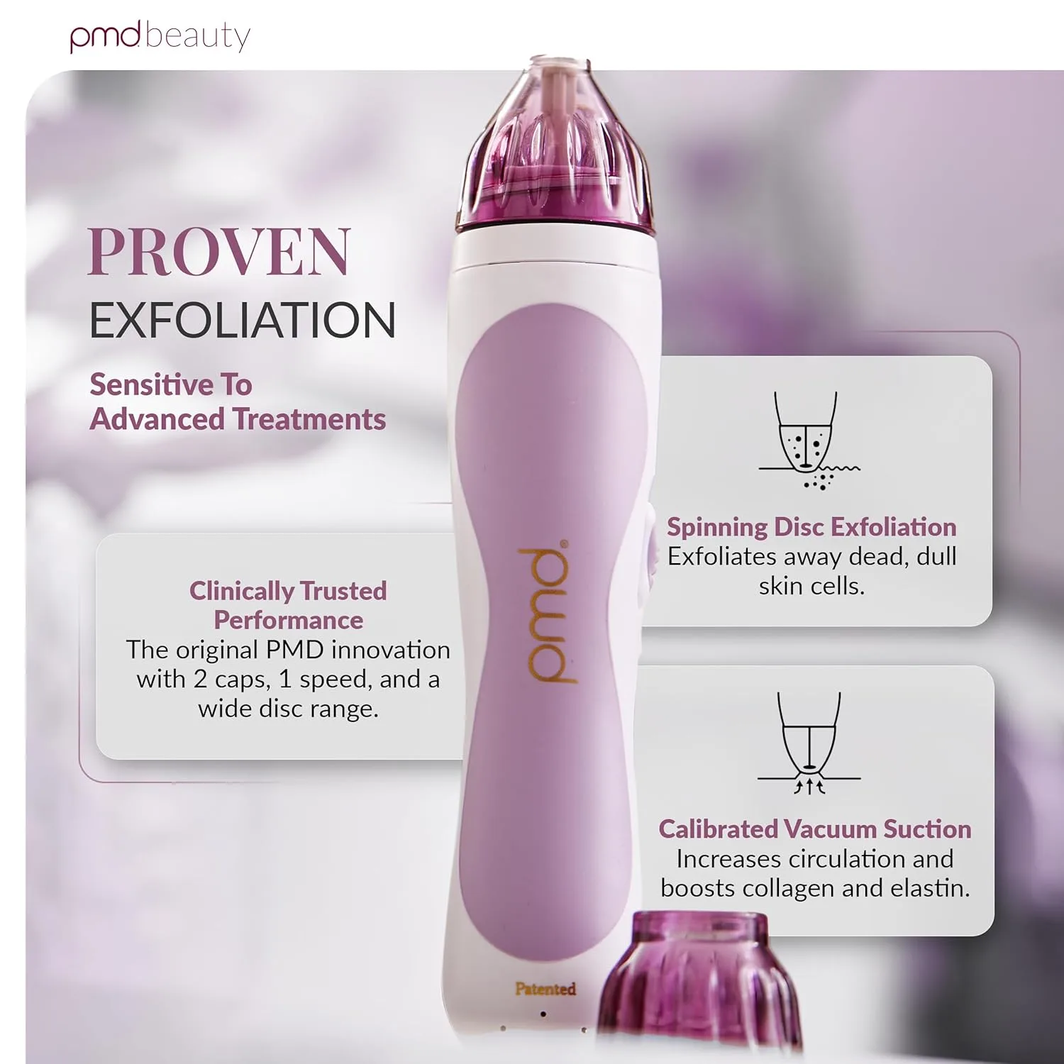 PMD Beauty Personal Microderm Classic - Набор для домашнего использования, инструмент для отшелушивания кожи лица, микродермабразия для ухода за кожей лица и тела., Lavender — фото 2