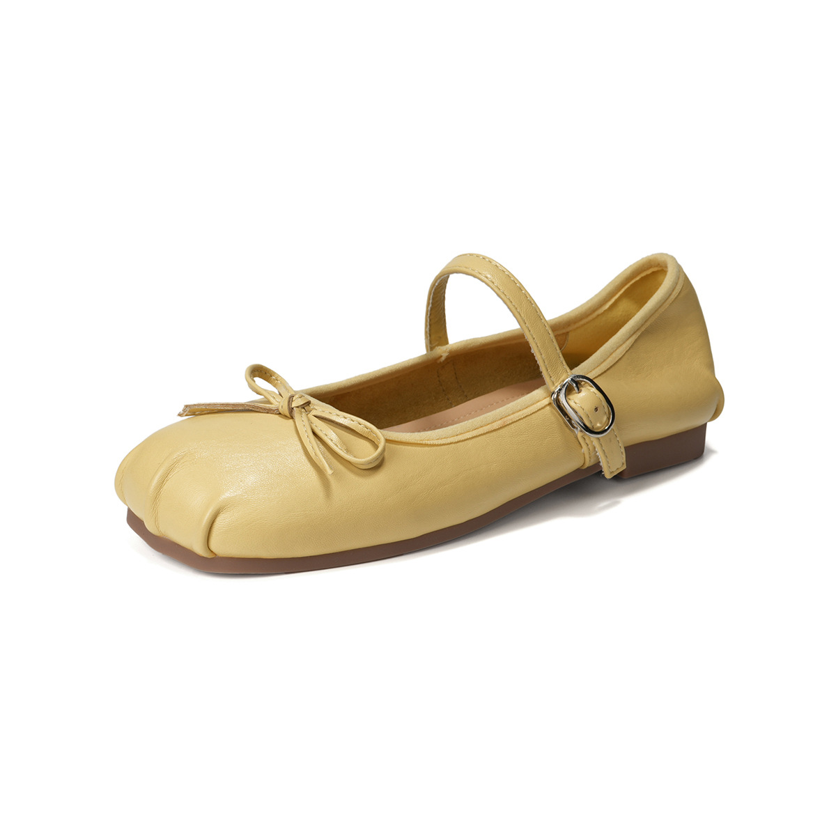 QITUMAUL Женские туфли Мэри Джейн на массивном каблуке желтые, цвет Yellow[Heel Height 1.5cm]