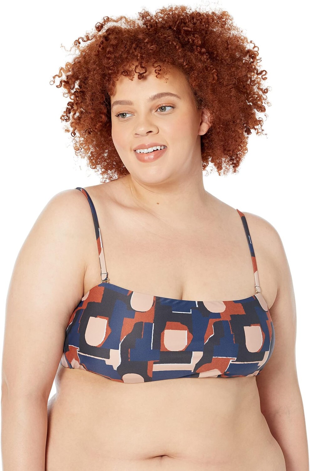 

Купальный топ Madewell Madewell Second Wave Spaghetti-Strap Bandeau Bikini Top in Color Collage, цвет Abstract Print Twilight