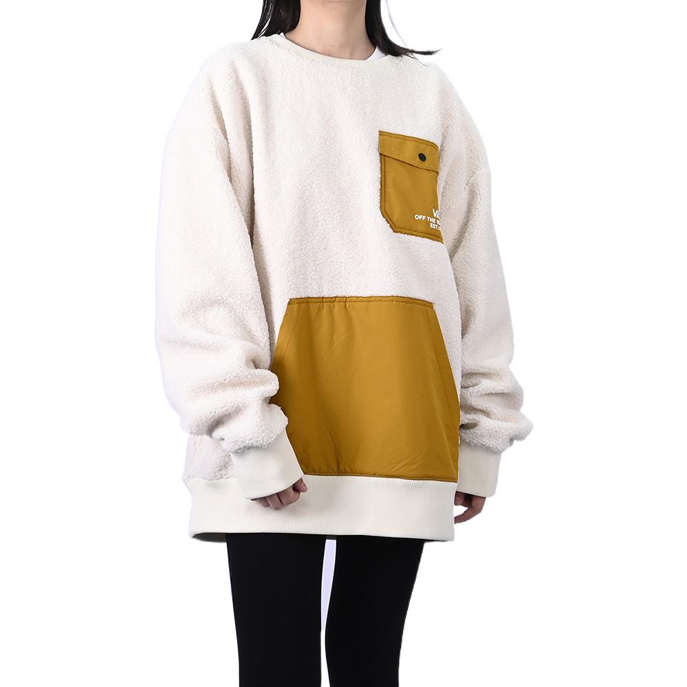 Толстовка Vans lamb's wool Contrast Color Stitching Round Neck Couple Style Creamy White VN0A5H7M3KS, белый — фото 2