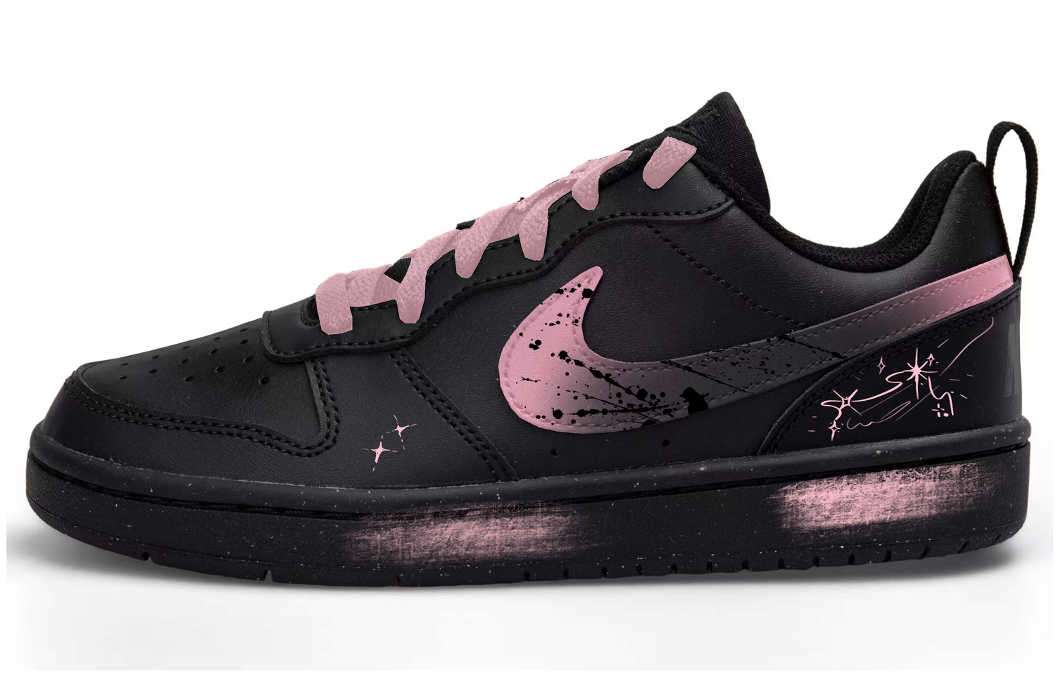 

Court Borough Black Pink Firework Low top детские скейтборд-кроссовки Black Pink для подростков Nike, черный/розовый