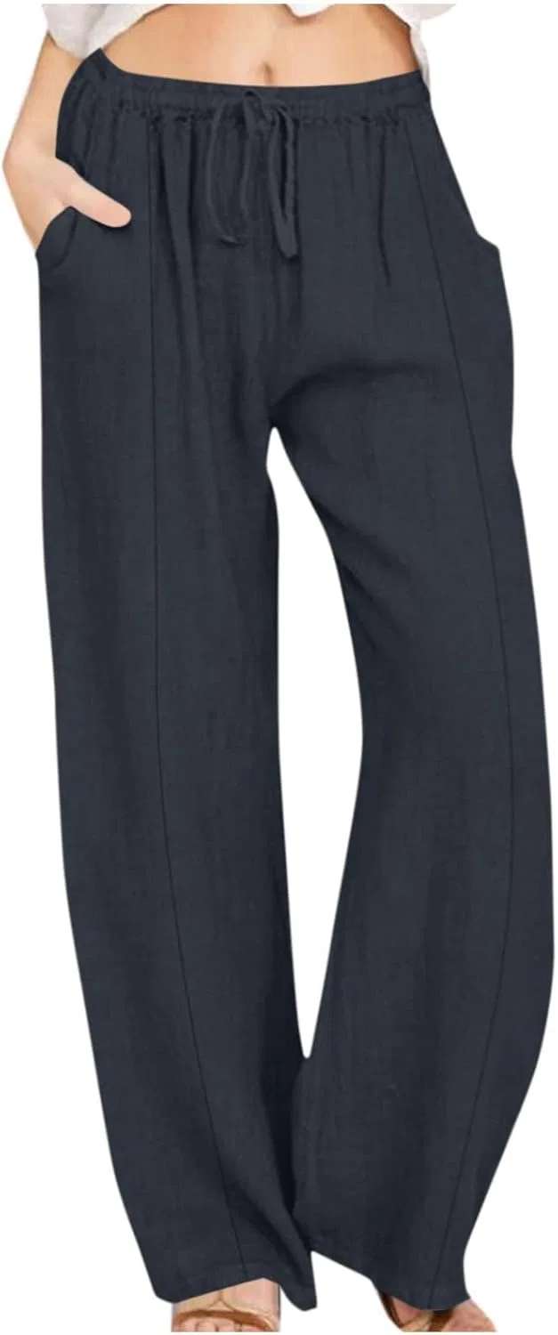Широкие брюки женские Cotton Linen, Navy