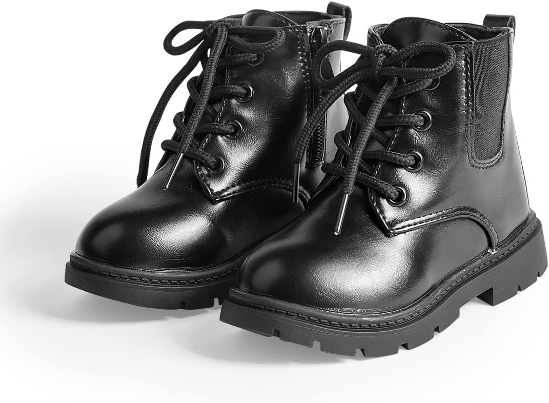 

Детские ботинки для мальчиков и девочек Sawimlgy, классические походные, из искусственной кожи, для улицы, на все сезоны, высокие кроссовки с прочной резиновой подошвой, повседневная обувь, черный