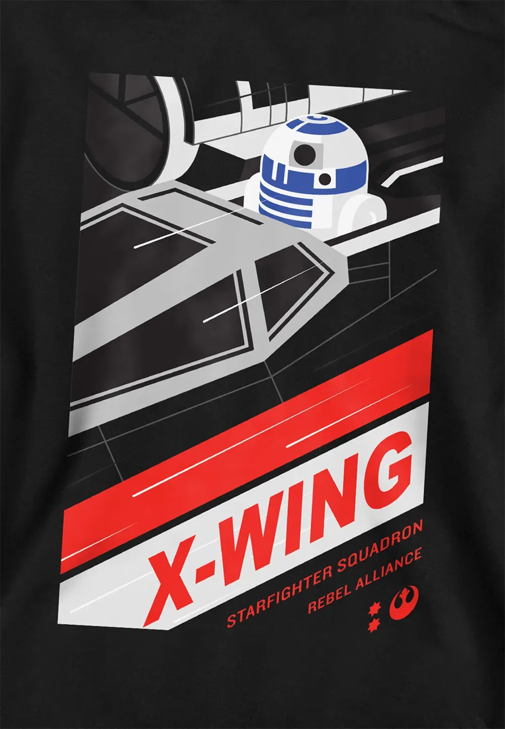 Детская худи Star Wars R2D2 Xwing Droid, Disney, черный — фото 2