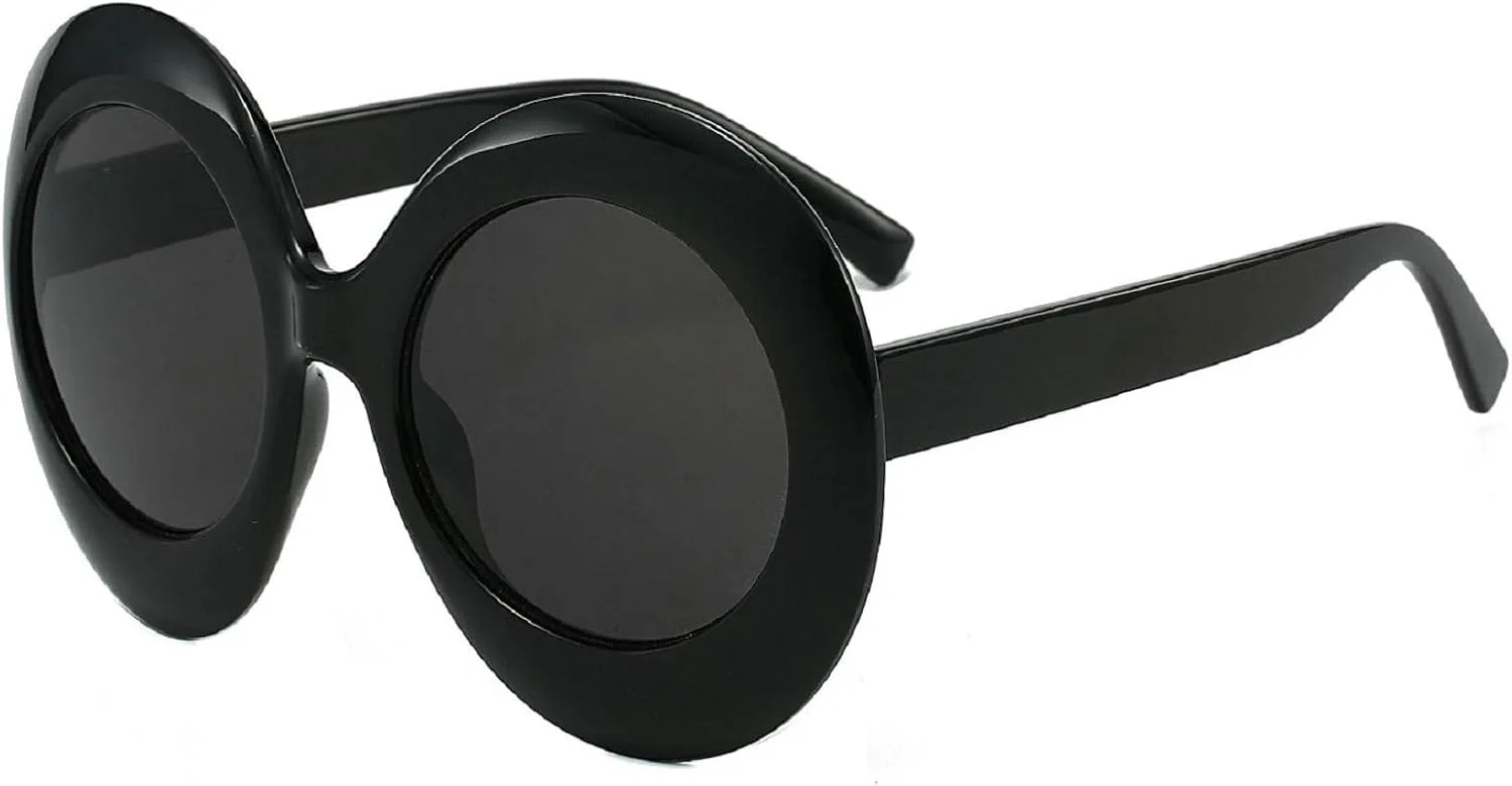 

Большие круглые солнцезащитные очки для женщин, милые солнцезащитные очки в толстой оправе овальной формы, стильные ретро-очки в стиле Y2K 2000-х mincl, Black