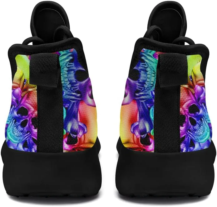 

Мужские кроссовки Skull Walking из сетчатого материала для бега по дорогам, легкие и дышащие, для тренировок, спорта, тенниса и ходьбы, хеллоуинские кроссовки Coolcustomize, черный