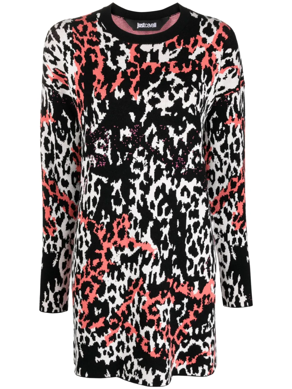 

Платье мини с леопардовым принтом Just Cavalli, черный
