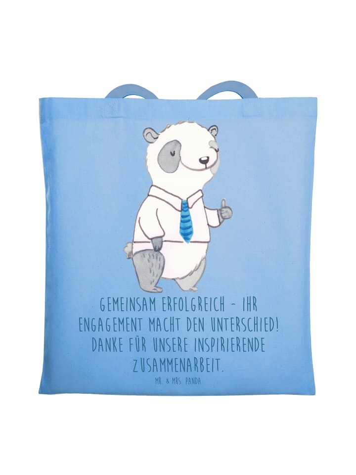 

Сумка Mr. & Mrs. Panda Tragetasche Geschäftspartner Erfolg mit Spruch, небесно-синий