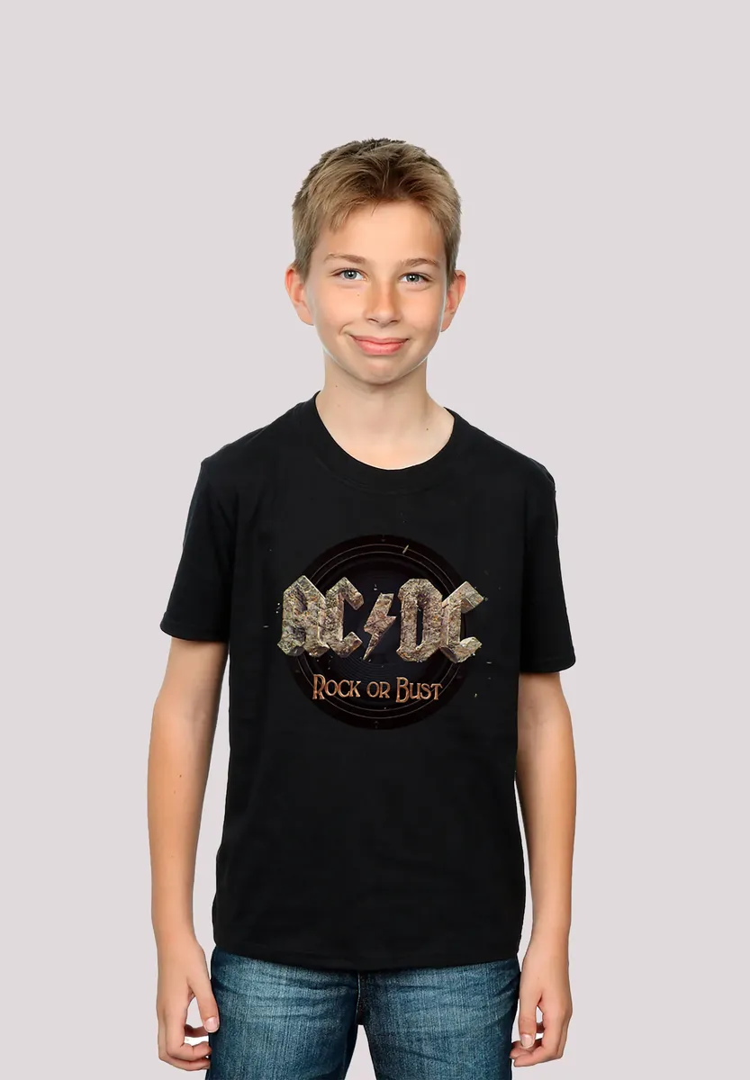 

Футболка F4NT4STIC "ACDC Rock or Bust для детей и мужчин", принт, черный
