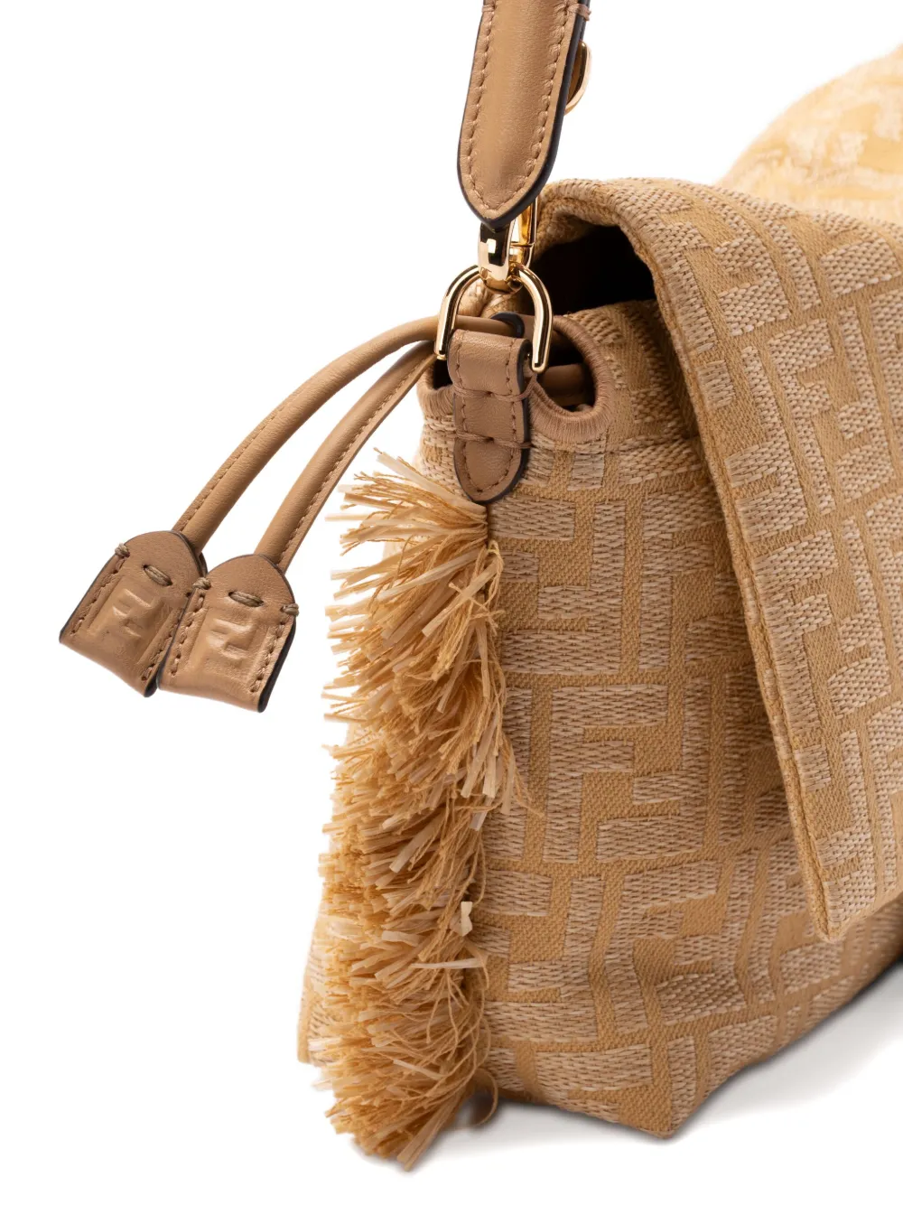 Сумка на плечо Zucca Mamma с бахромой FENDI, нейтральный — фото 4