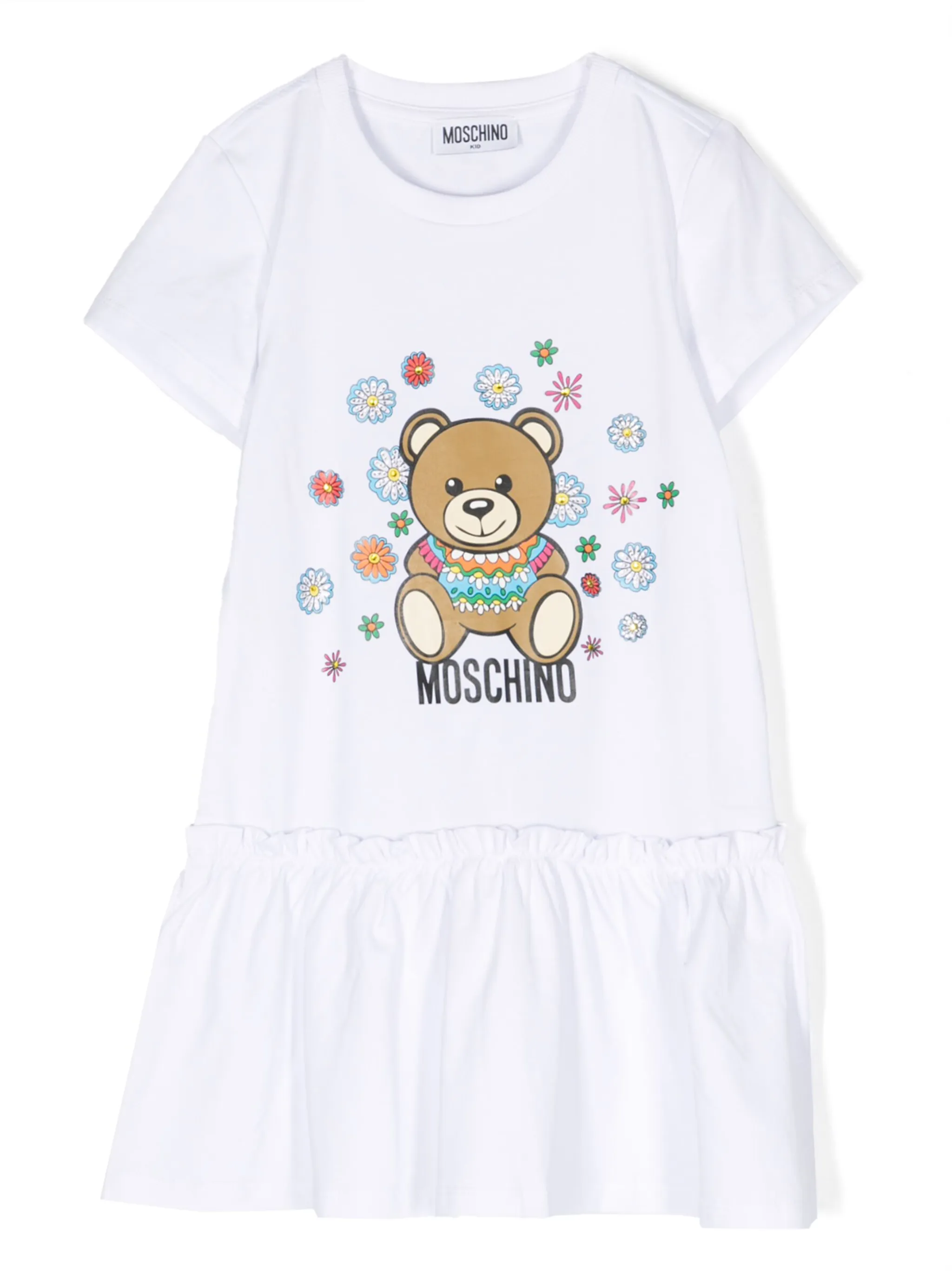 

Платье с принтом и сборками Moschino Kids, белый