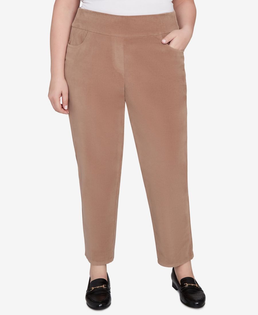 

Укороченные вельветовые брюки Vienna Allure Fit с плоским передним краем, больших размеров Alfred Dunner, Mocha