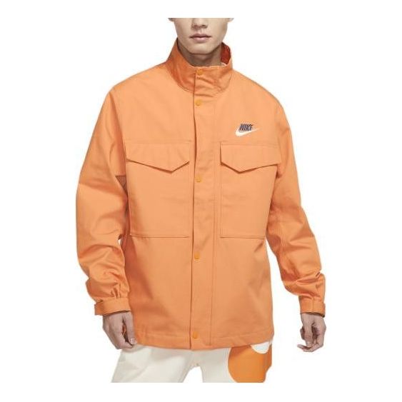 

Куртка Men's Nike Sportswear Solid Color Alphabet Logo Stand Collar Zipper Jacket Orange, оранжевый