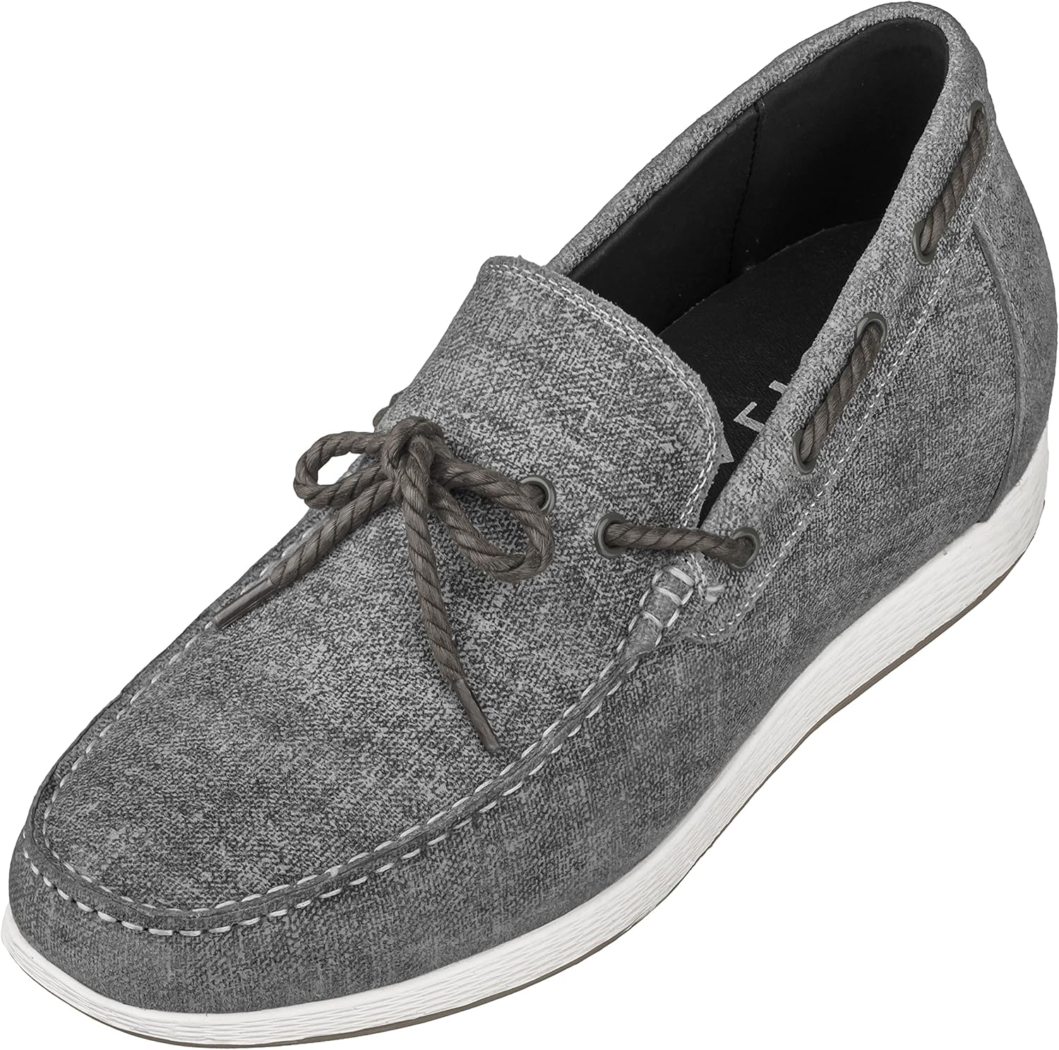 

Мужские невидимые обувные платформы CALTO - серые джинсовые слипоны, легкие повседневные лоферы - увеличение роста на 6 см - S1101 - размер 11.5 D(M) US