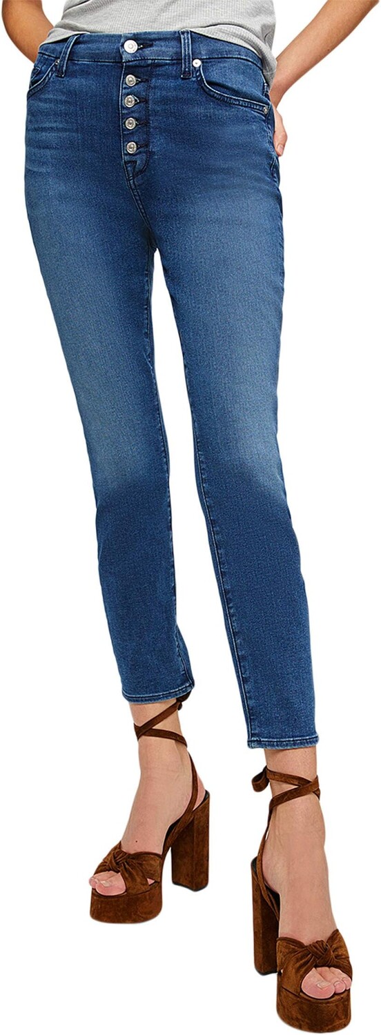 

Джинсы 7 For All Mankind High-Waist Ankle Skinny in Peace Blue, цвет Peace Blue
