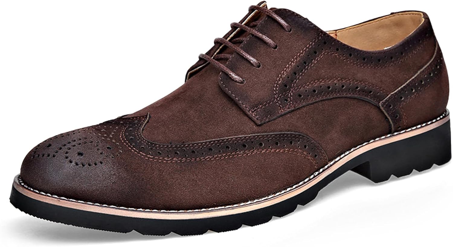 

Мужские ретро-оксфорды с крыльями Brogue, классические кожаные туфли с шнуровкой, капита носок, каблук-блок, бизнес-формальная обувь для свадьбы, вечеринки и работы Yherohg, темно-коричневый