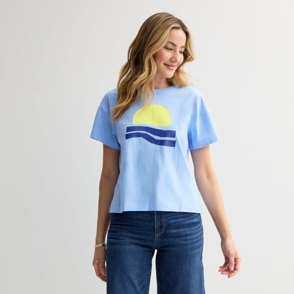 

Женская футболка свободного кроя с графическим принтом Sonoma Goods For Life, цвет light blue sun graphic