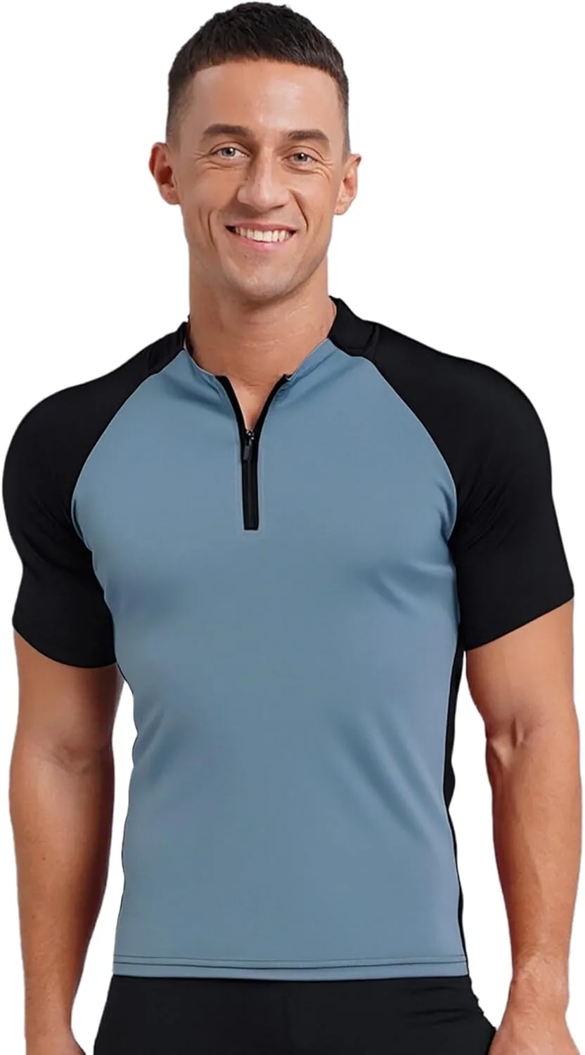 

Мужская компрессионная футболка с молнией и круглым вырезом, свободный крой, быстросохнущая vastwit