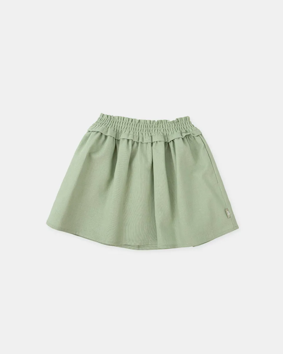 

Юбка для девочки из шамбре с эластичным поясом Tutto Piccolo, цвет Caqui