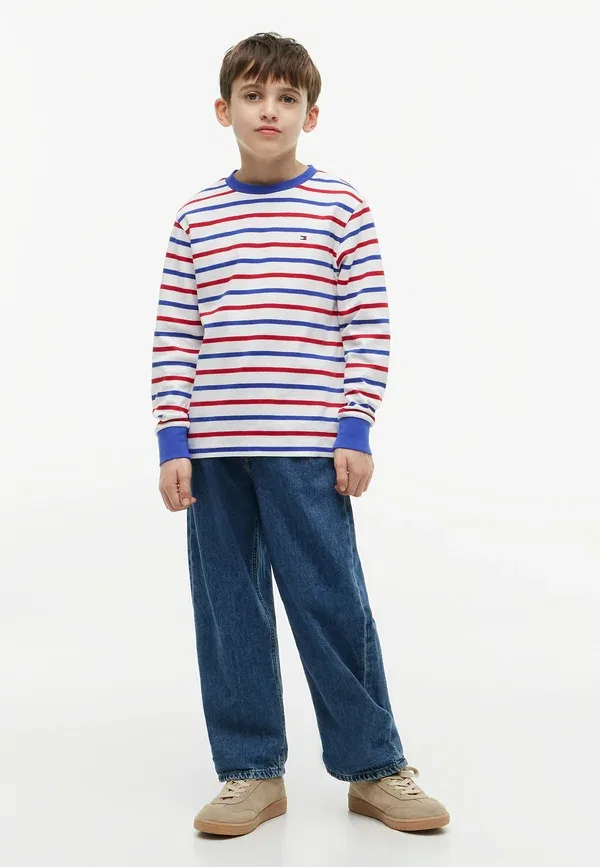 Свитшот Tommy Hilfiger Essential stripe relaxed long sleeve t-shirt sweatshirt, красный мульти-полоска