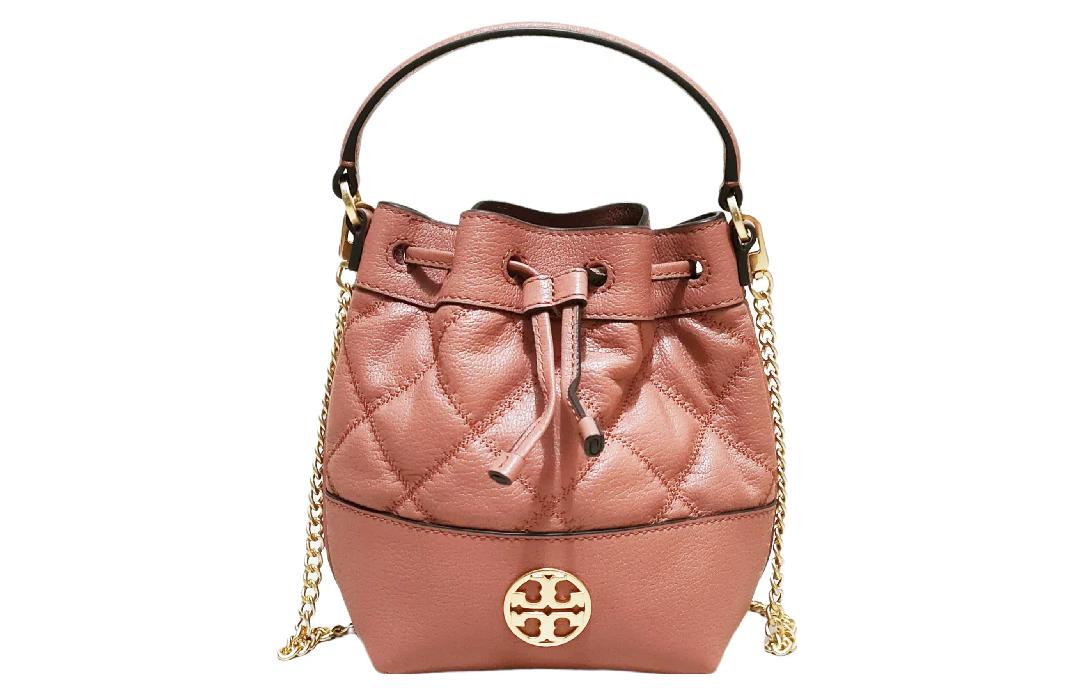 

TORY BURCH Кожаная сумка-ведро Вилла через плечо кроссбоди маленькая женская розовая