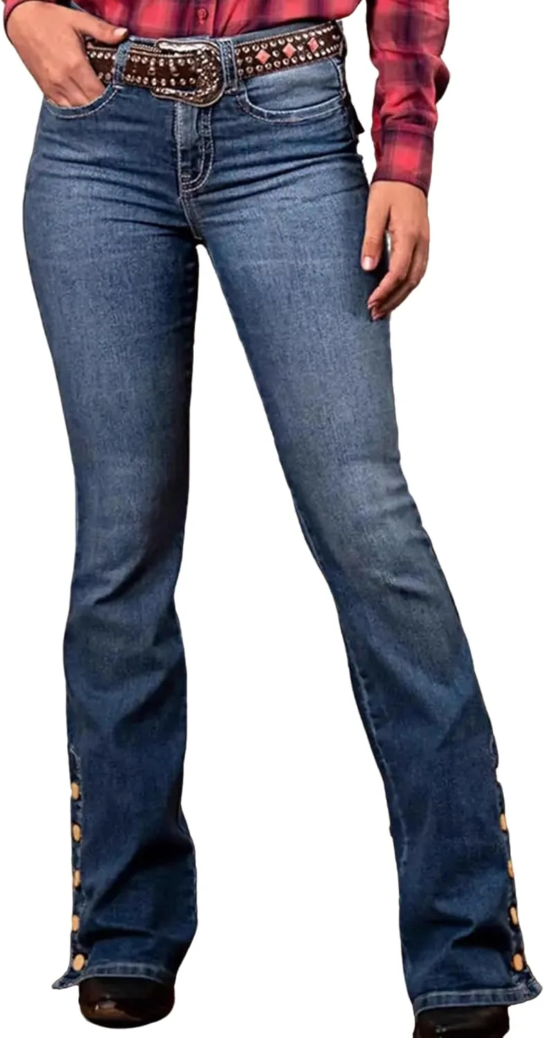 

Женские джинсы скинни буткат на пуговицах, высокая посадка, эффект подтяжки Xadsfeel