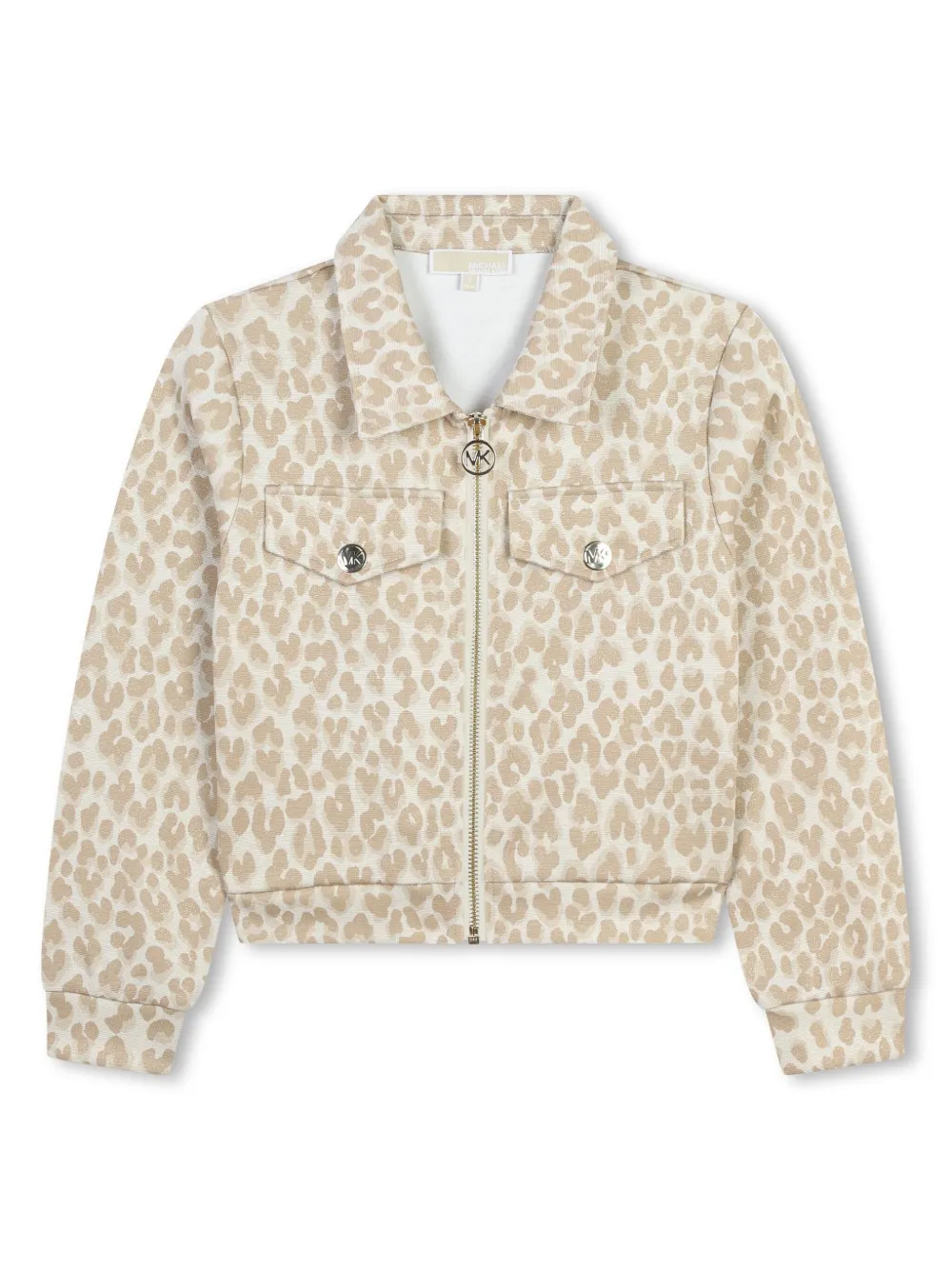 

Куртка на молнии с леопардовым принтом Michael Kors Kids, бежевый