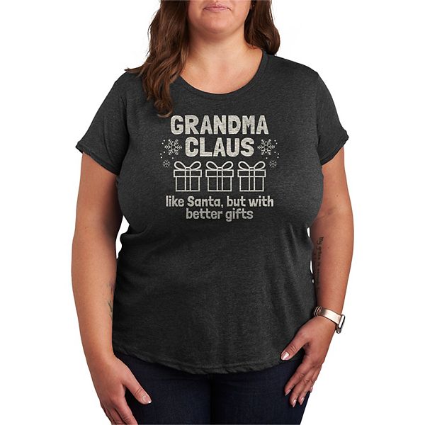 

Футболка Plus size с новогодним принтом Grandma Claus Licensed Character, Heather Charcoal