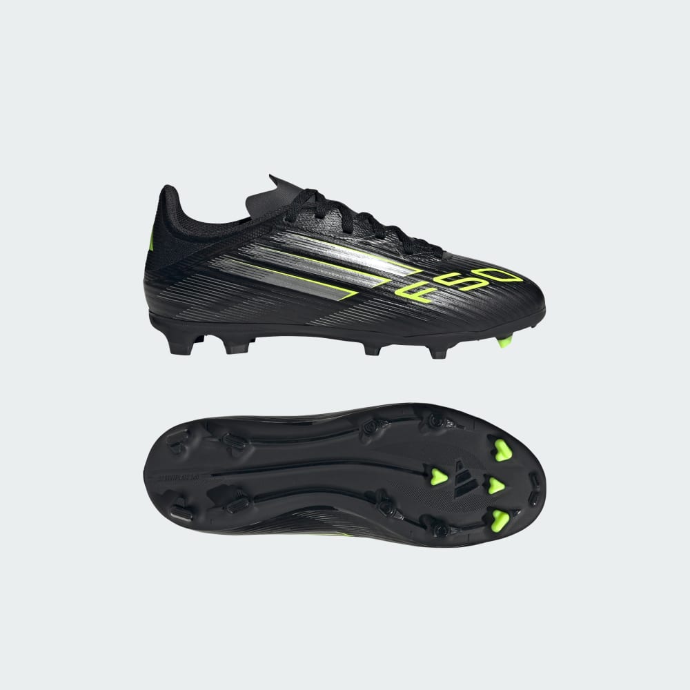 

Бутсы Adidas F50 League Firm/Multi-Ground Cleats Kids, цвет Core Black/Iron Metallic/Lucid Lemon