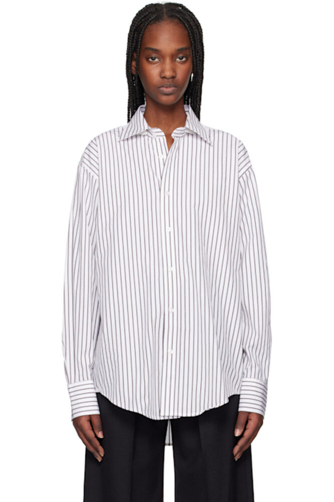 

Белая и коричневая классическая полосатая рубашка Filippa K