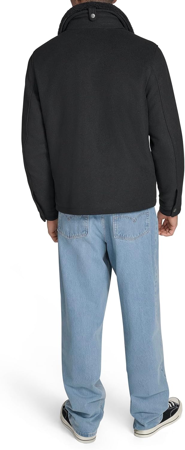 Мужская куртка Levi's из шерстяной смеси Depot с воротником из шерпы, Black — фото 4